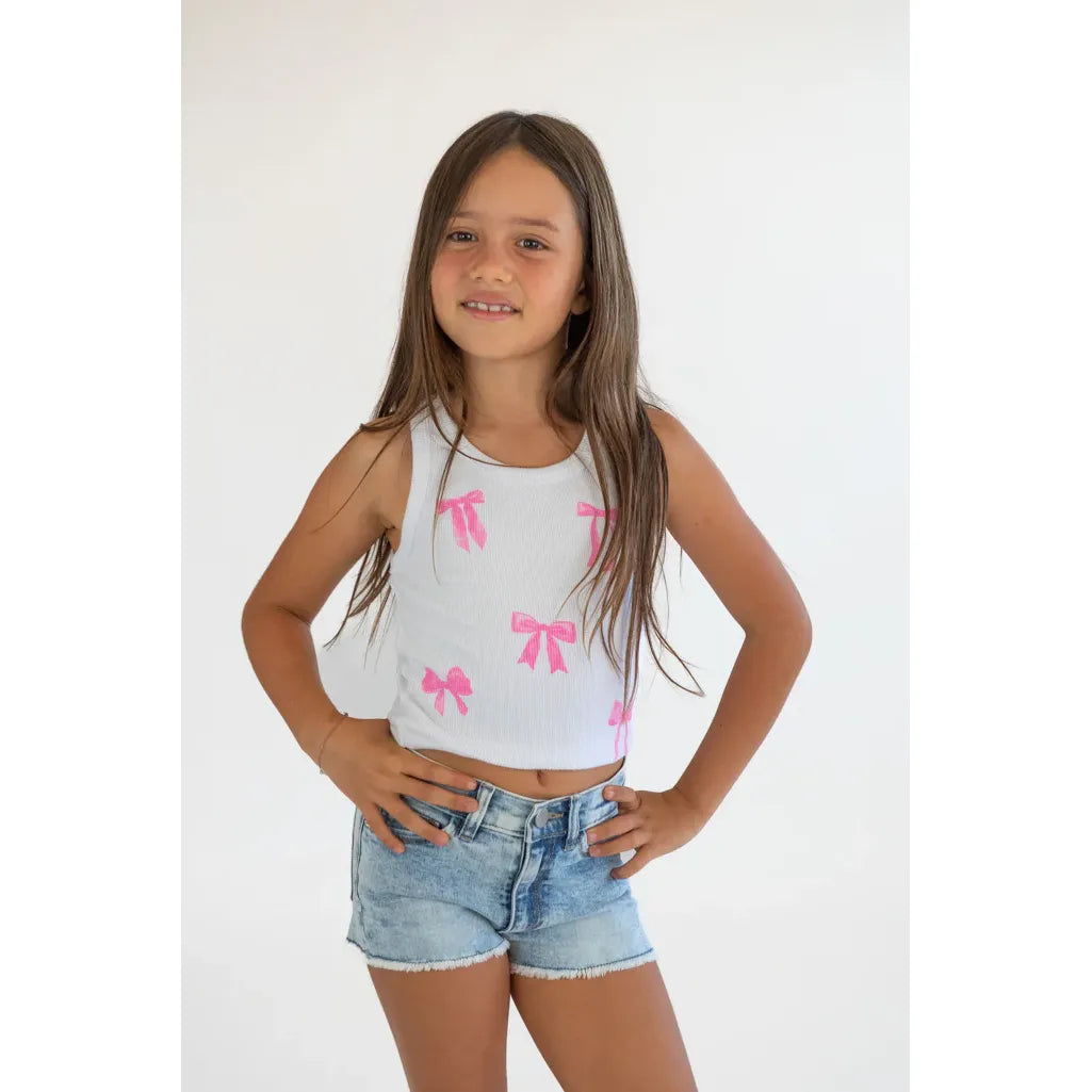 white top | pink bows