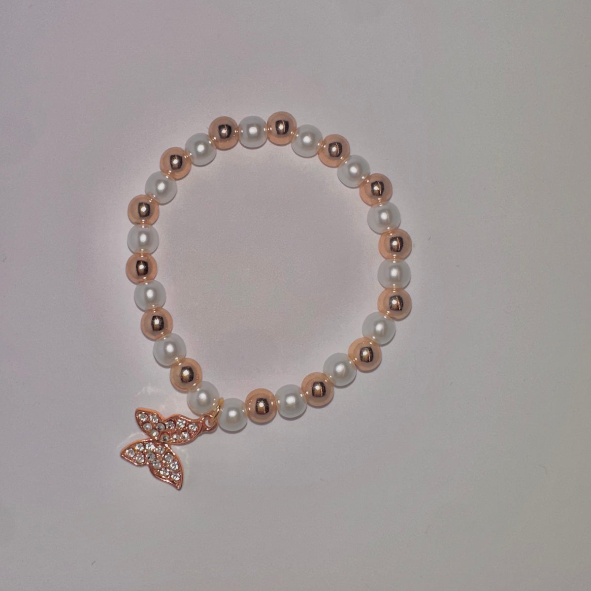 butterfly pearl bracelet || rose gold