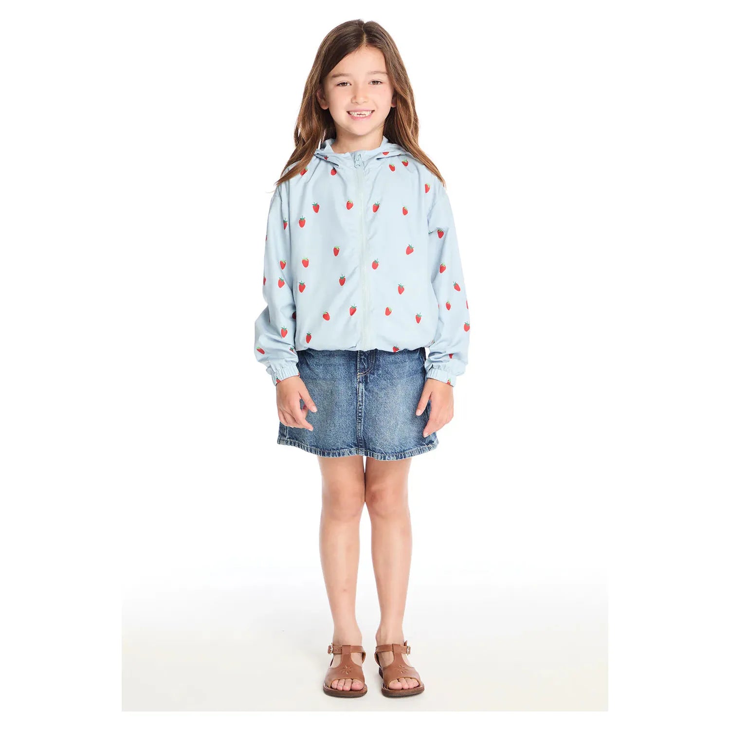 breezy woven zip up hoodie | all over strawberries