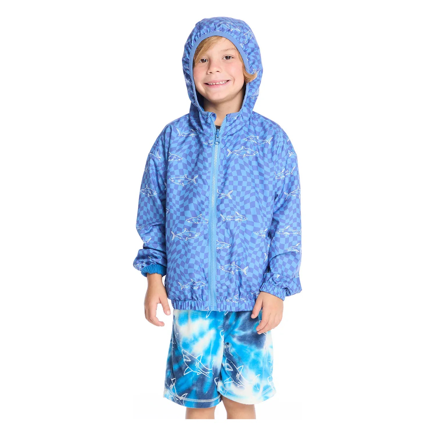 breezy woven zip up hoodie | shark check