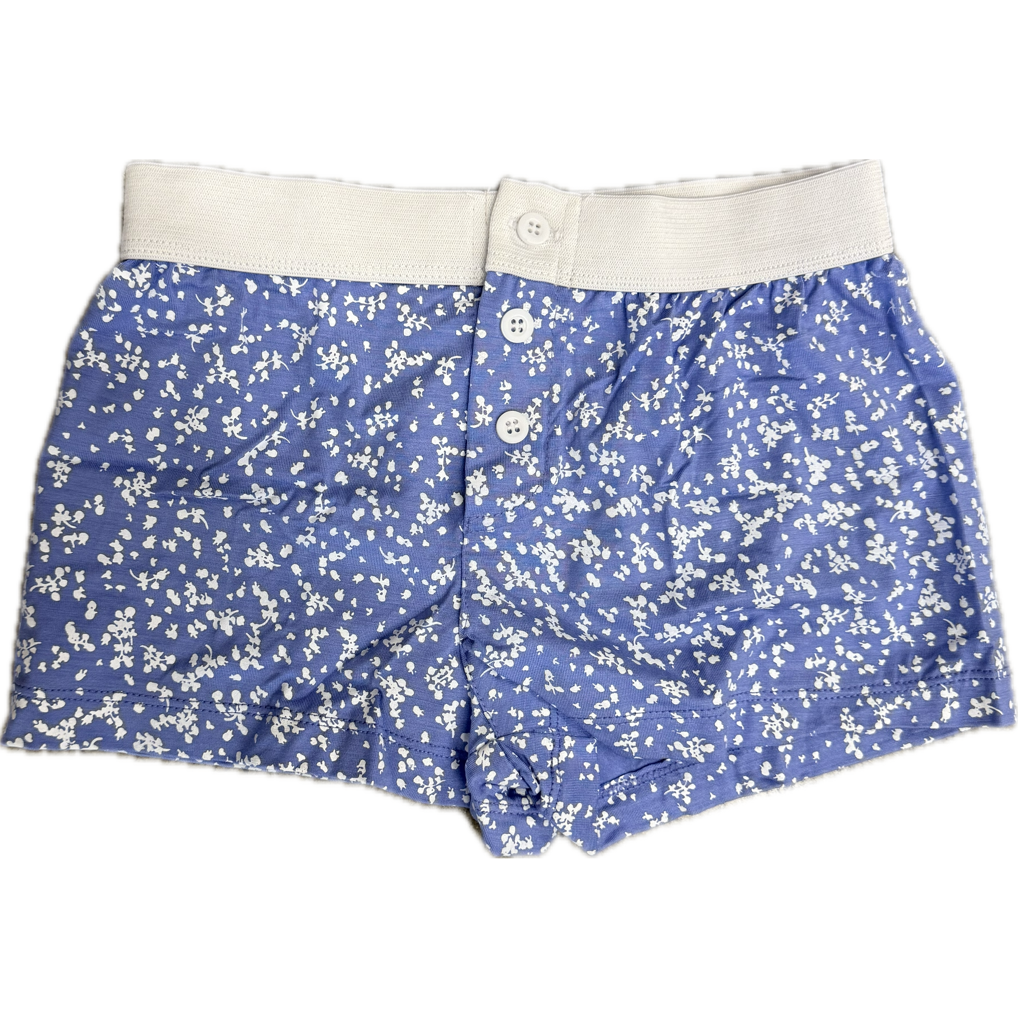 blue floral shorts