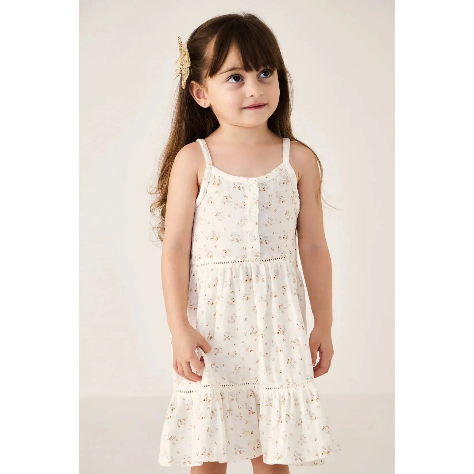 organic cotton muslin hazel dress | nina watercolor floral