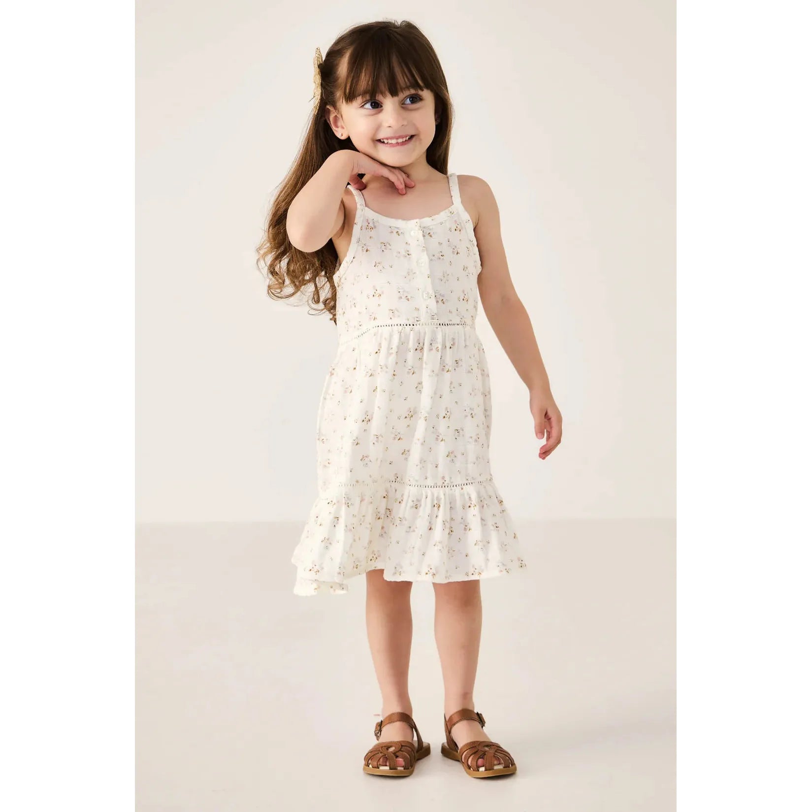 organic cotton muslin hazel dress | nina watercolor floral