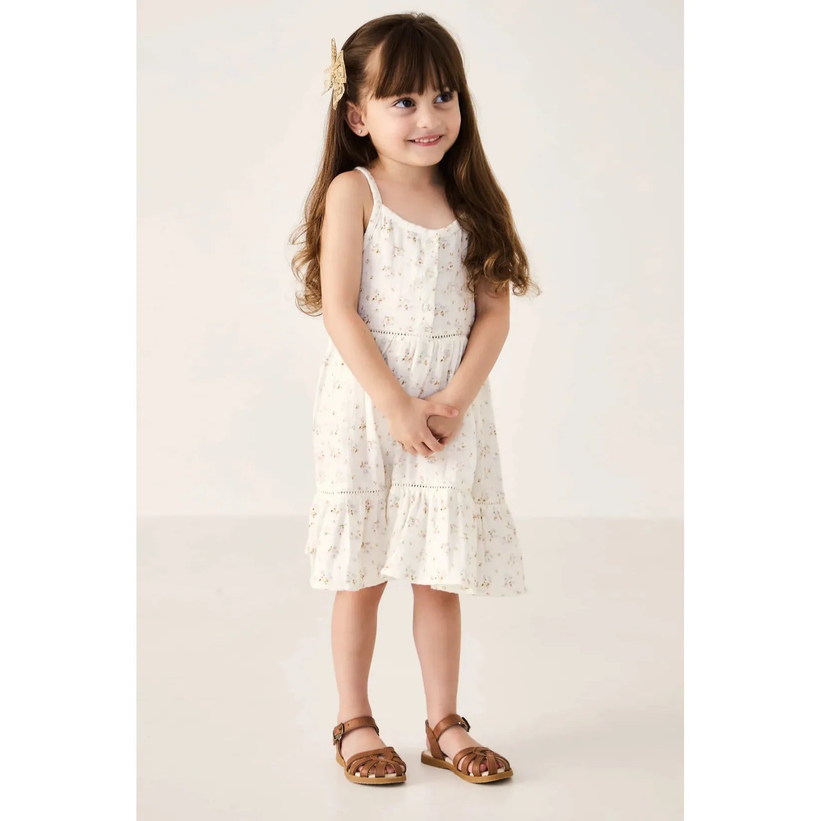 organic cotton muslin hazel dress | nina watercolor floral