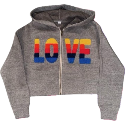 chenille love full zip hoodie | charcoal