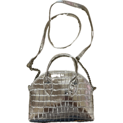 kids faux crocodile silver mini bag