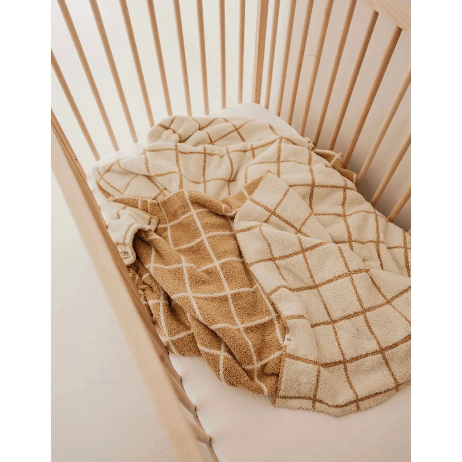 golden grid plush baby blanket