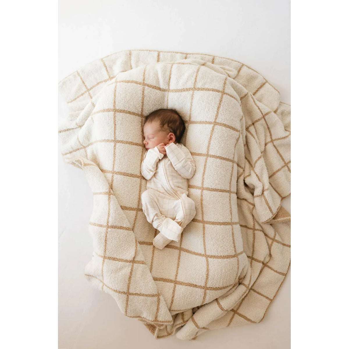 golden grid plush baby blanket