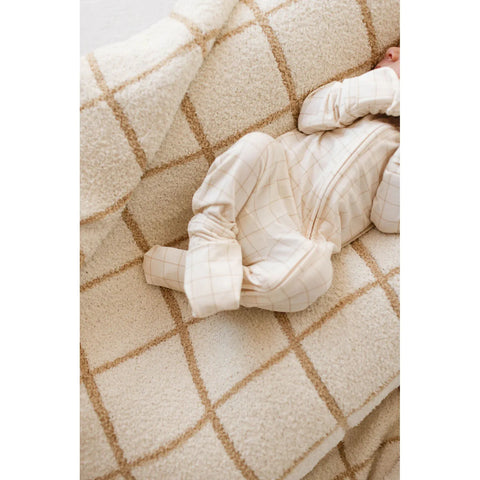 golden grid plush baby blanket
