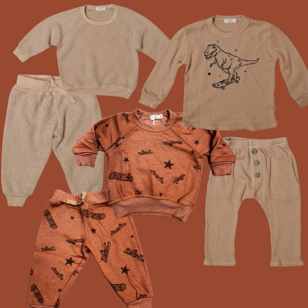 sweat pant with rib cuff | rust