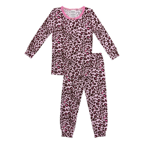 coco cheetah long sleeve pajama set
