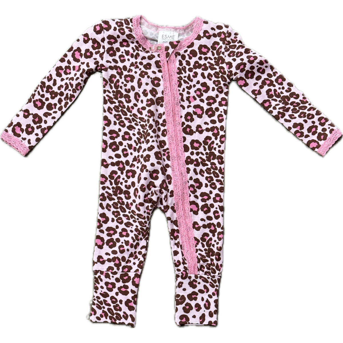 lace trim flip footie | coco cheetah