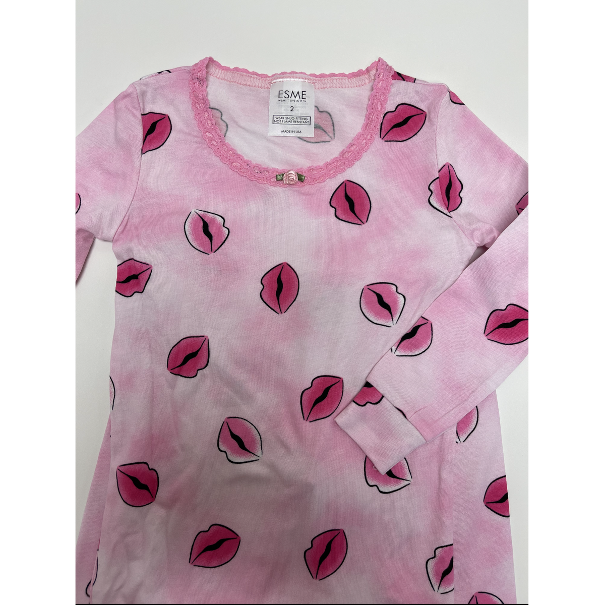 lips long sleeve pajama set