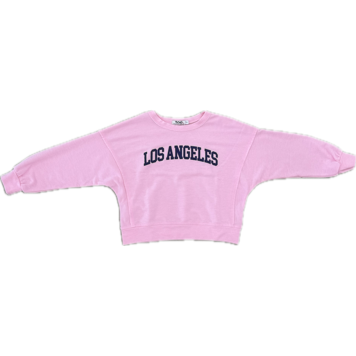 off-the-shoulder dolman &quot;los angeles&quot; sweat top | baby pink