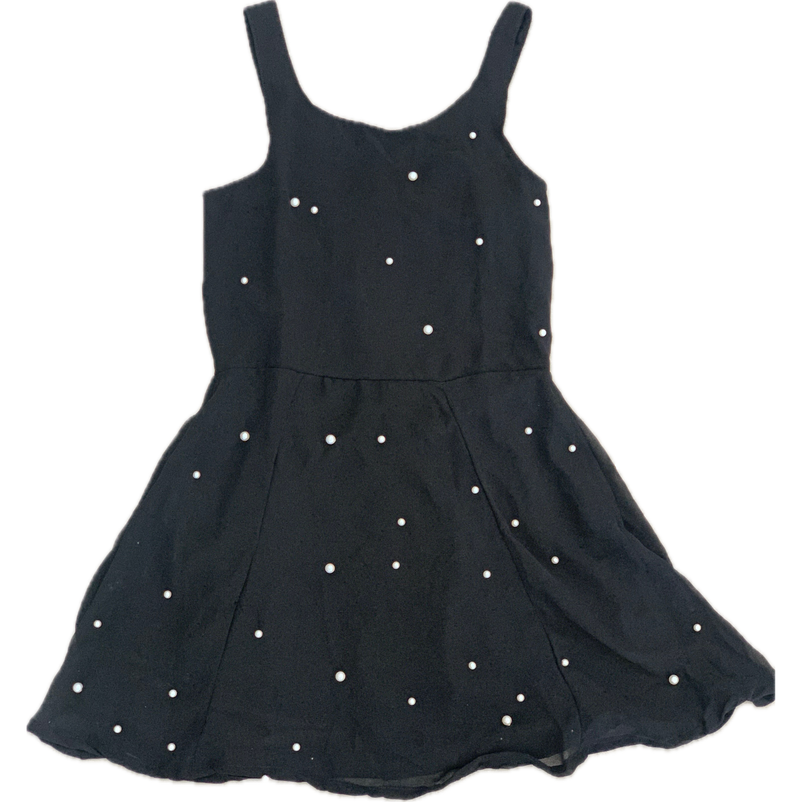 pearl chiffon dress | black