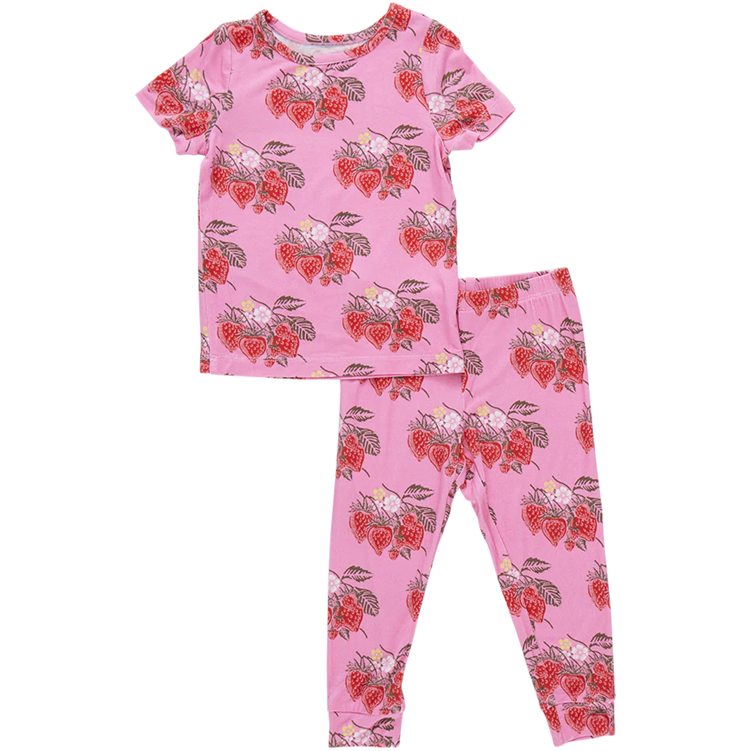 kids bamboo pj set | pink wild strawberries