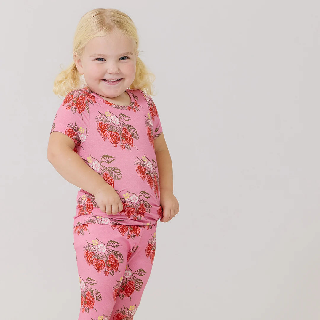 kids bamboo pj set | pink wild strawberries