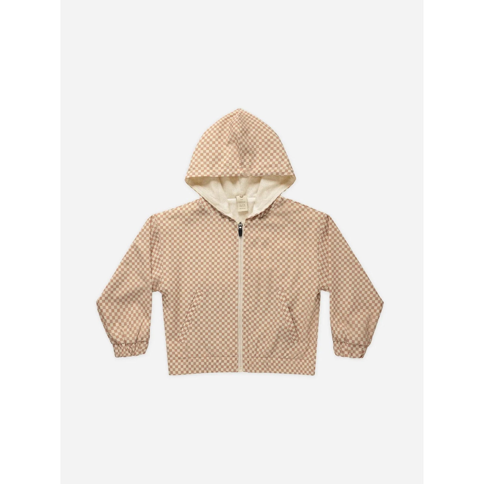 hooded windbreaker || clay micro check