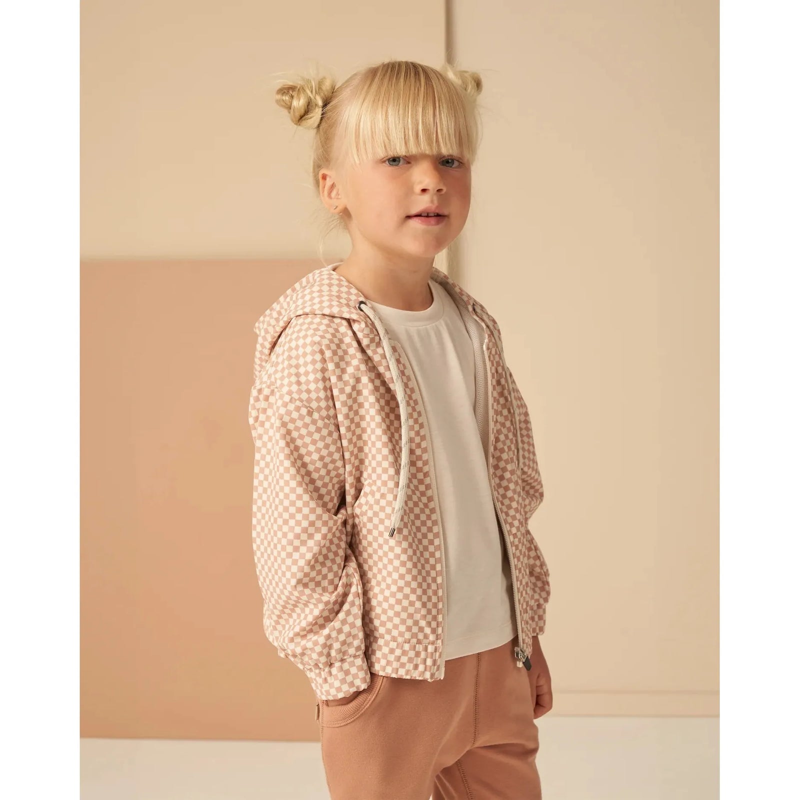 hooded windbreaker || clay micro check