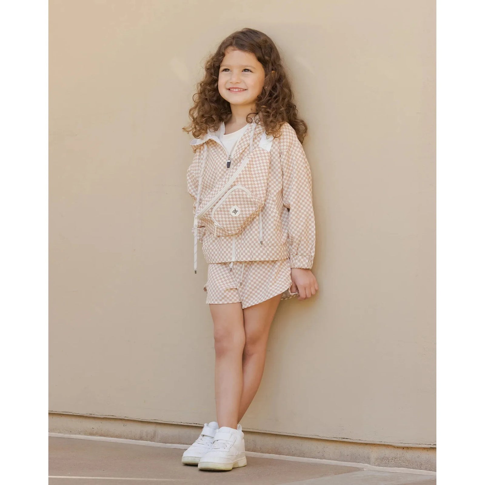 hooded windbreaker || clay micro check