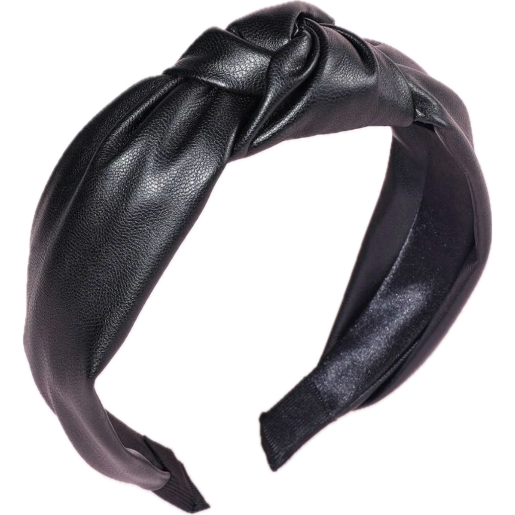 black leather knot headband