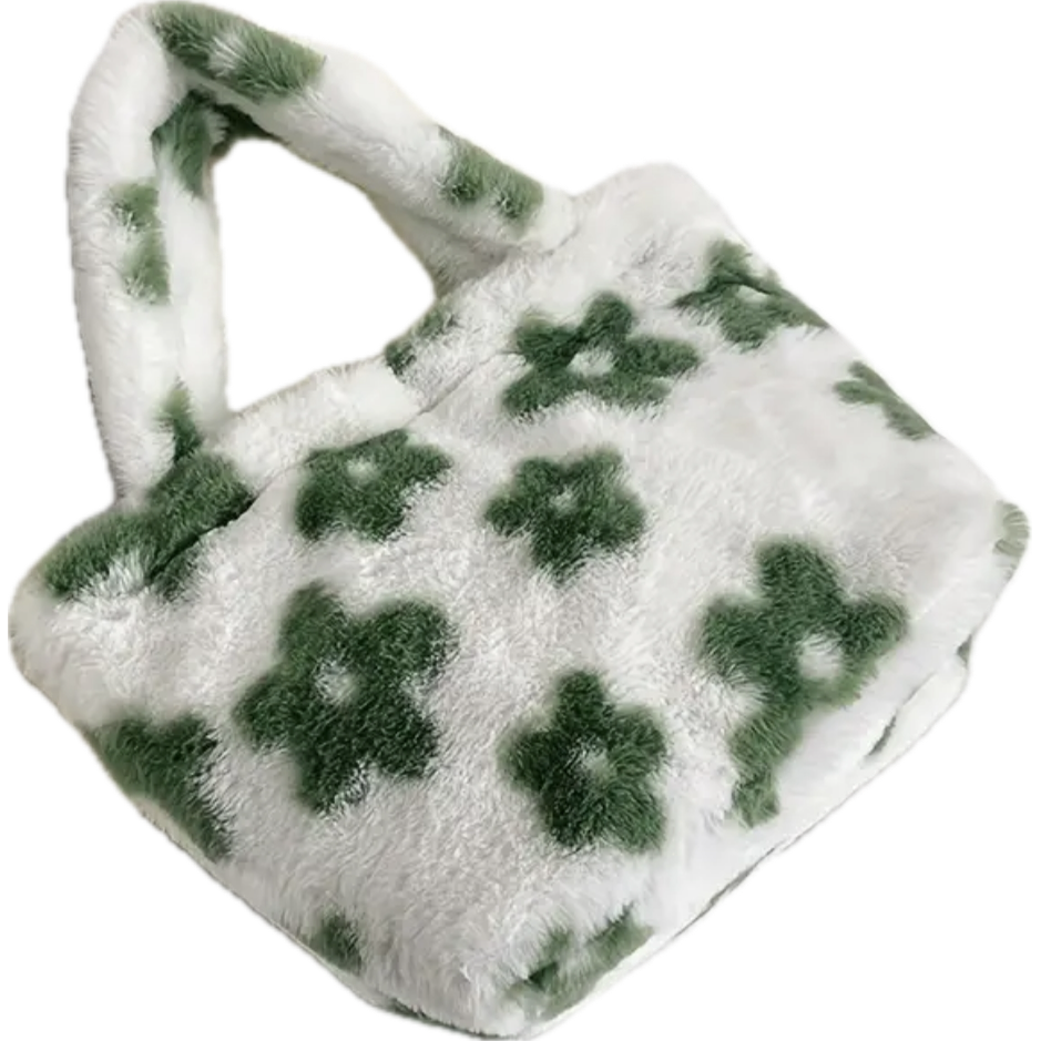 kids green daisy plush bag