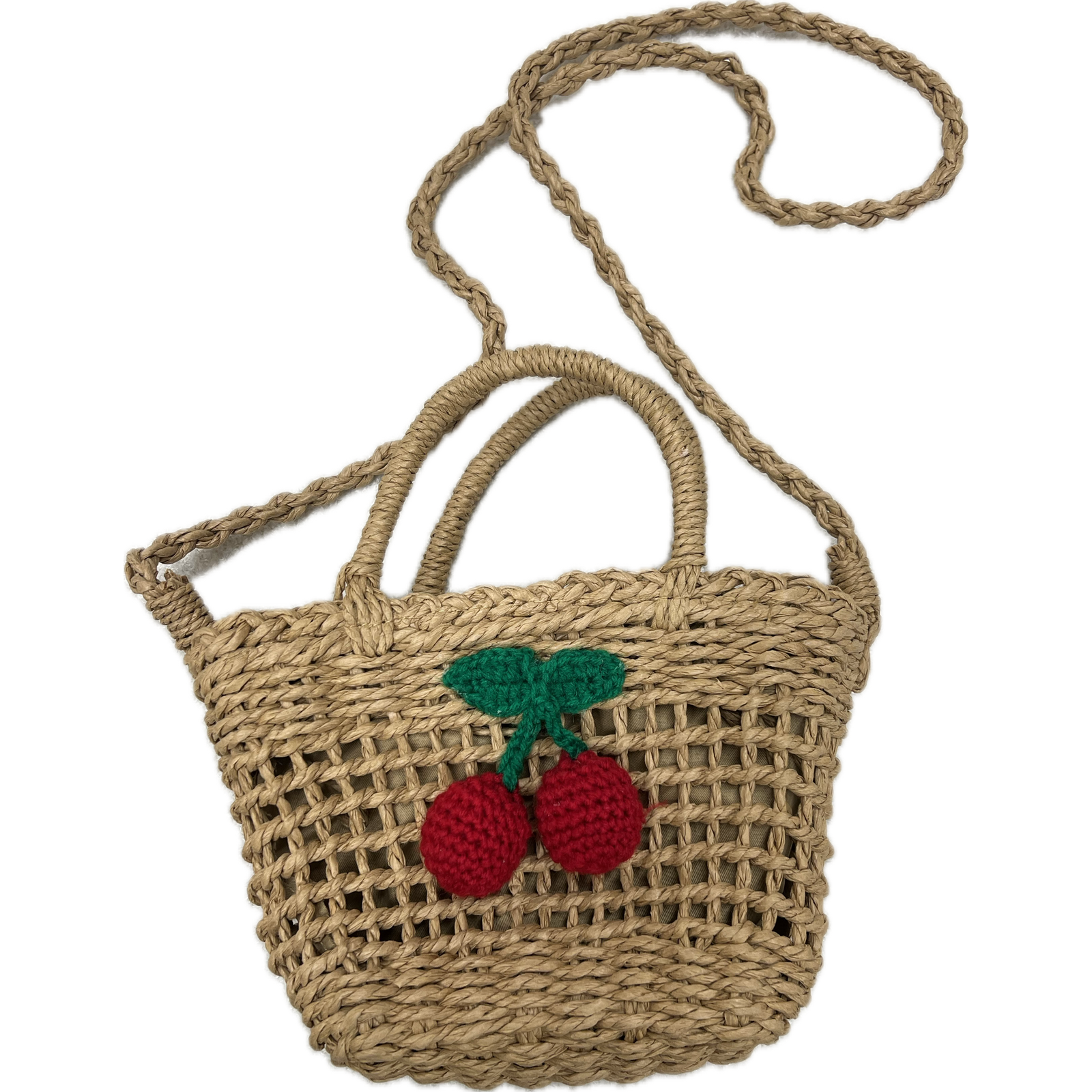 kids cherry straw bag