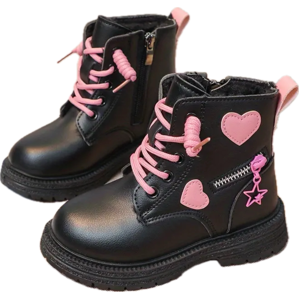 pink heart combat boots