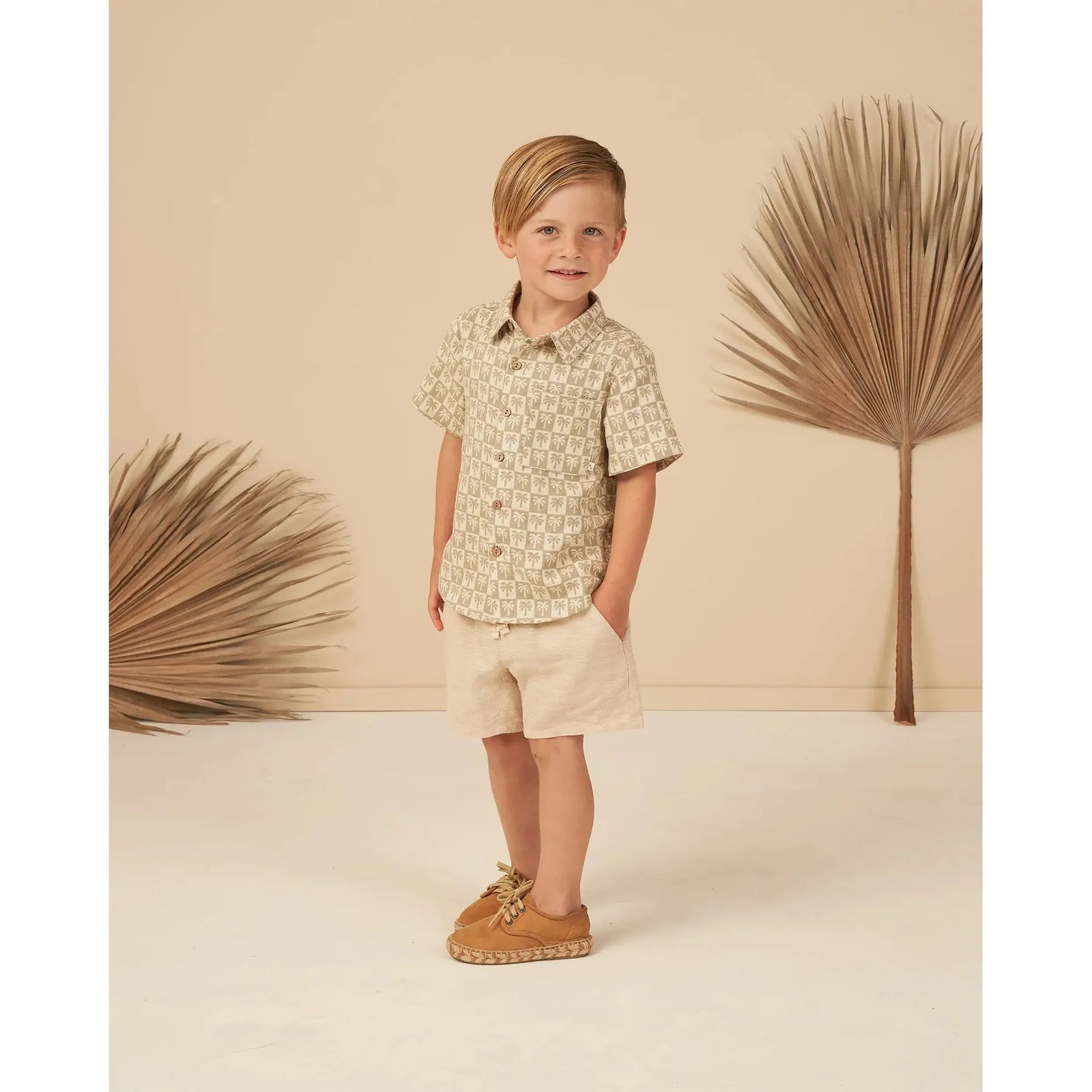 collared short sleeve shirt || palm check