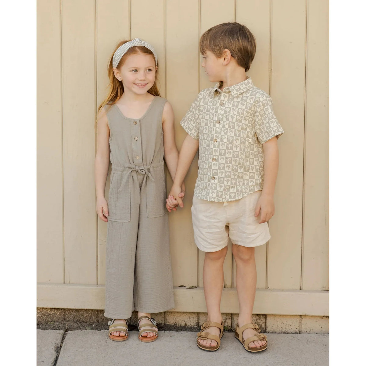 collared short sleeve shirt || palm check