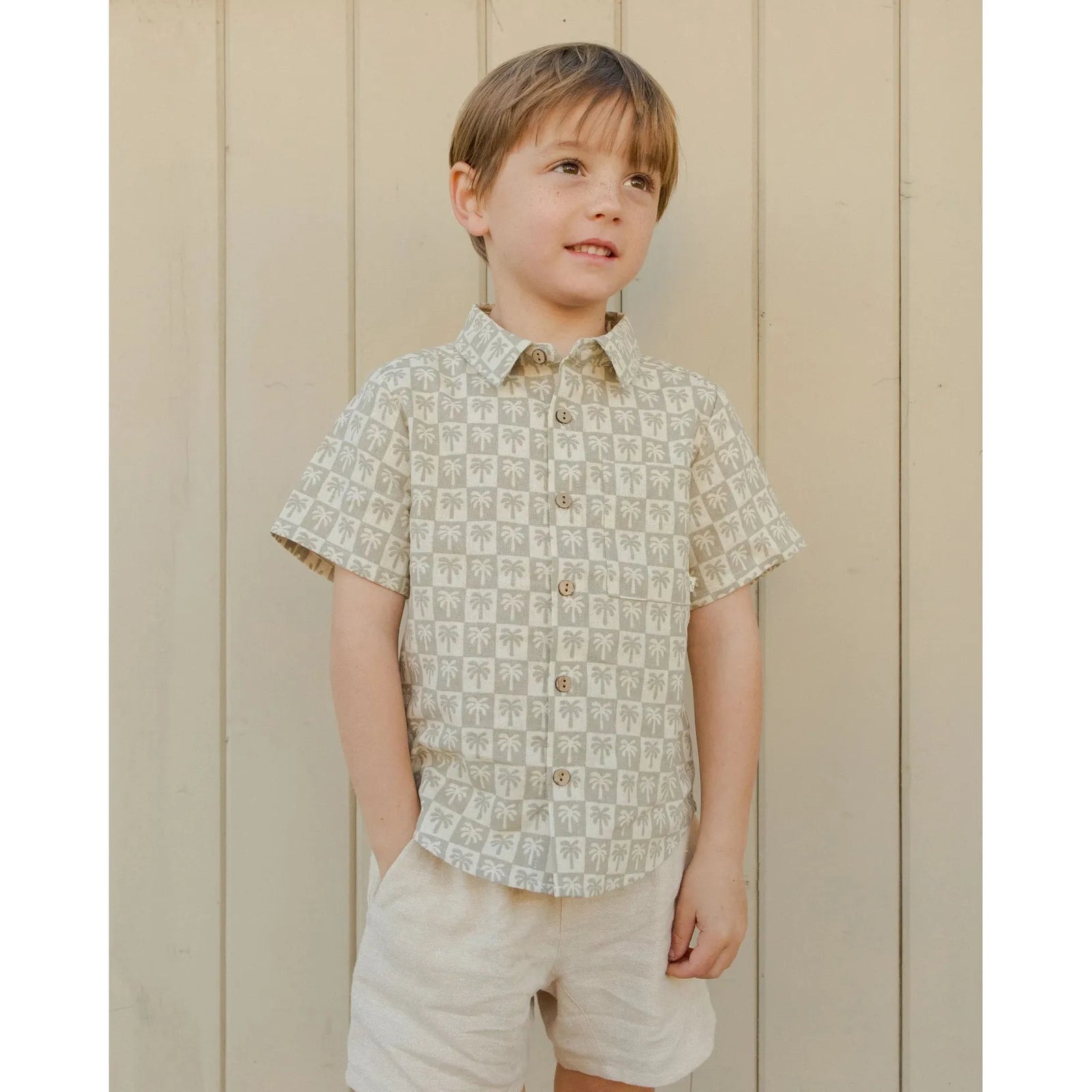 collared short sleeve shirt || palm check