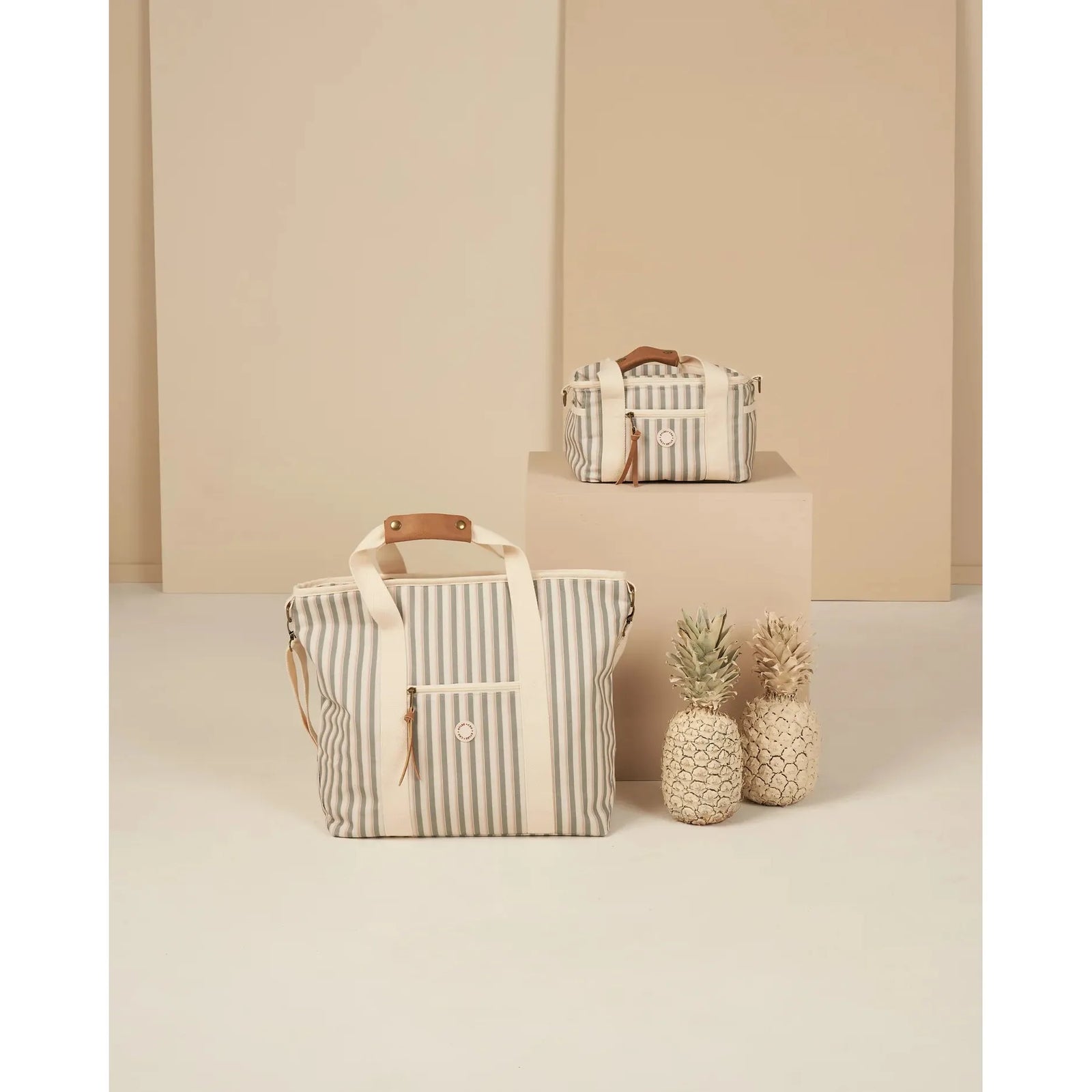 cooler bag || aqua stripe