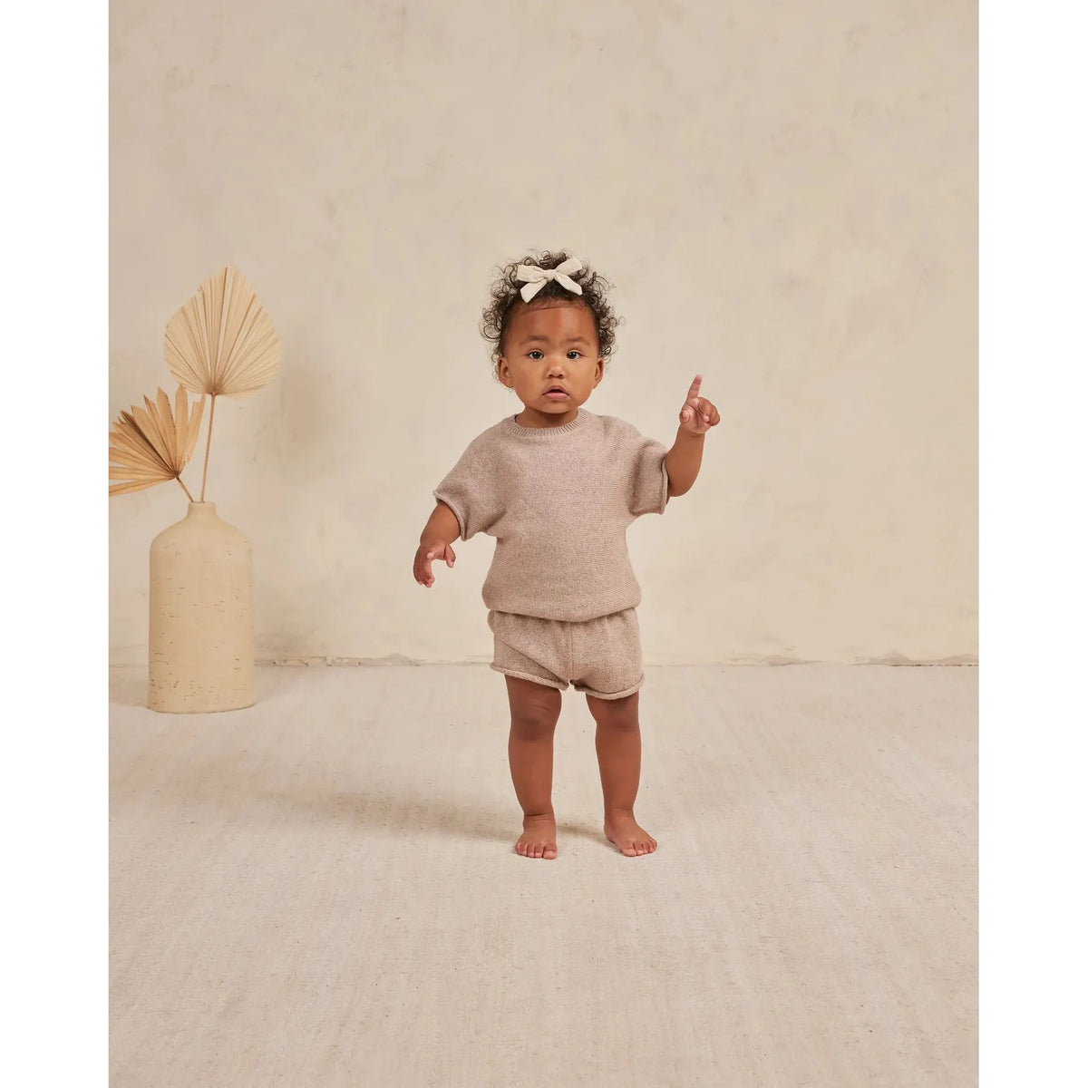 relaxed summer knit set || heathered oat