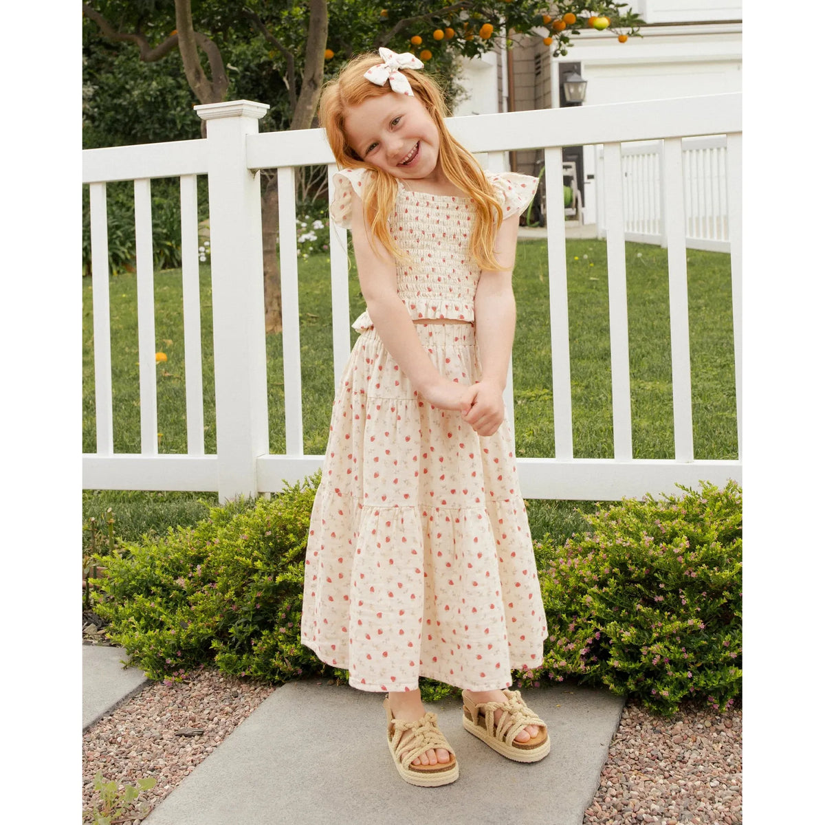 tiered midi skirt || strawberry field