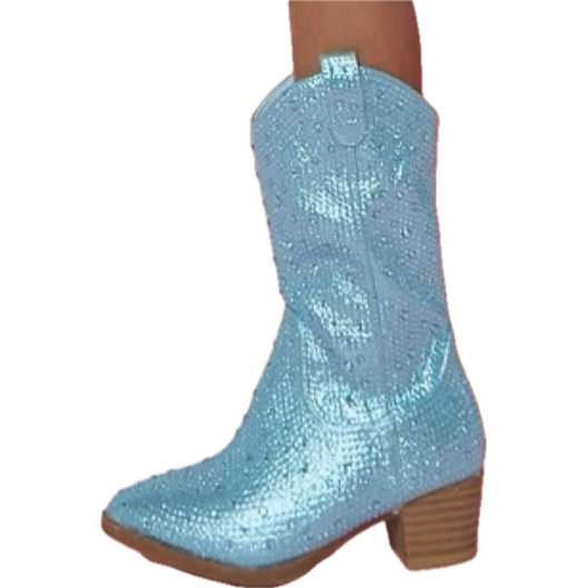 kids rhinestone cowboy boots | blue