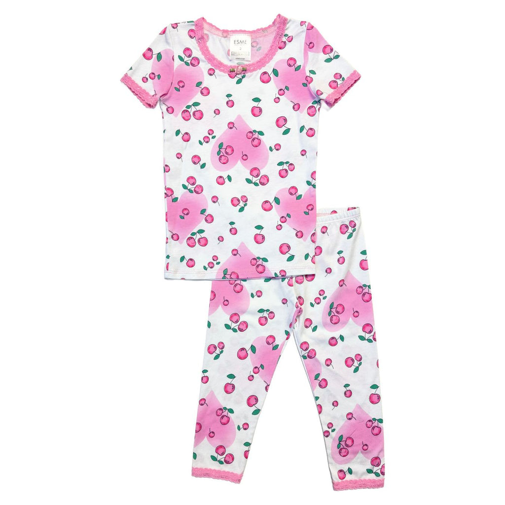 short sleeve pajama set | cherry love
