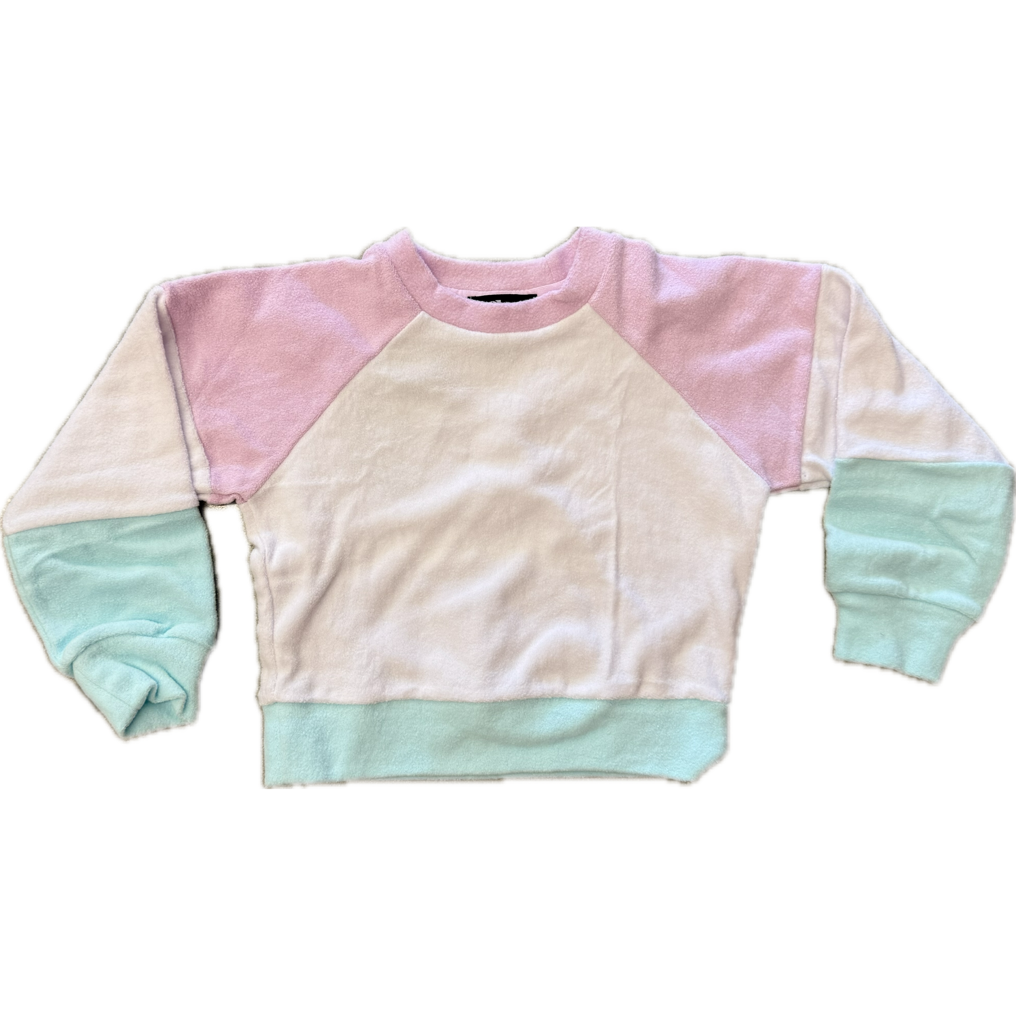 reverse fleece sweatshirt | white & pink