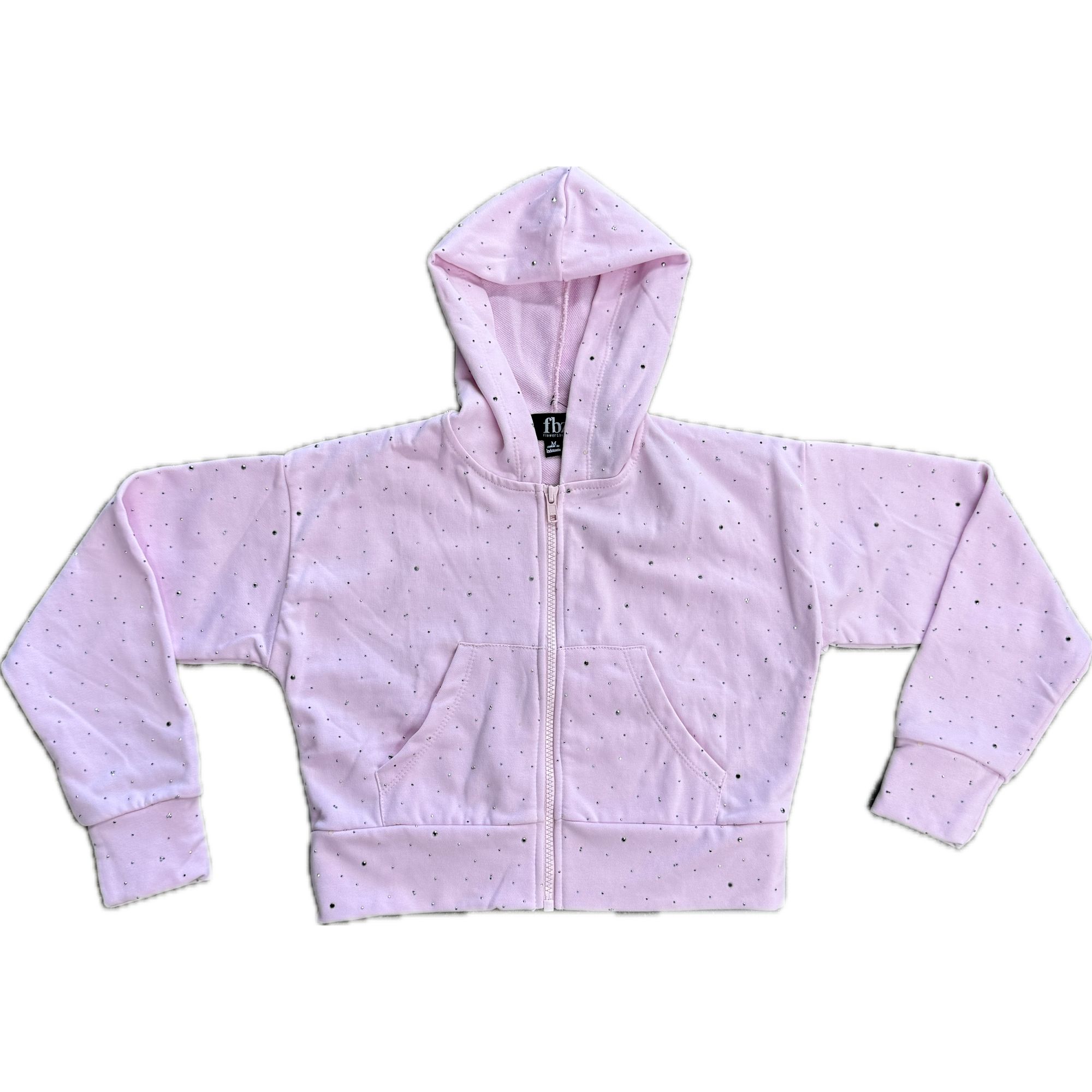 pink stud terry zip hoodie