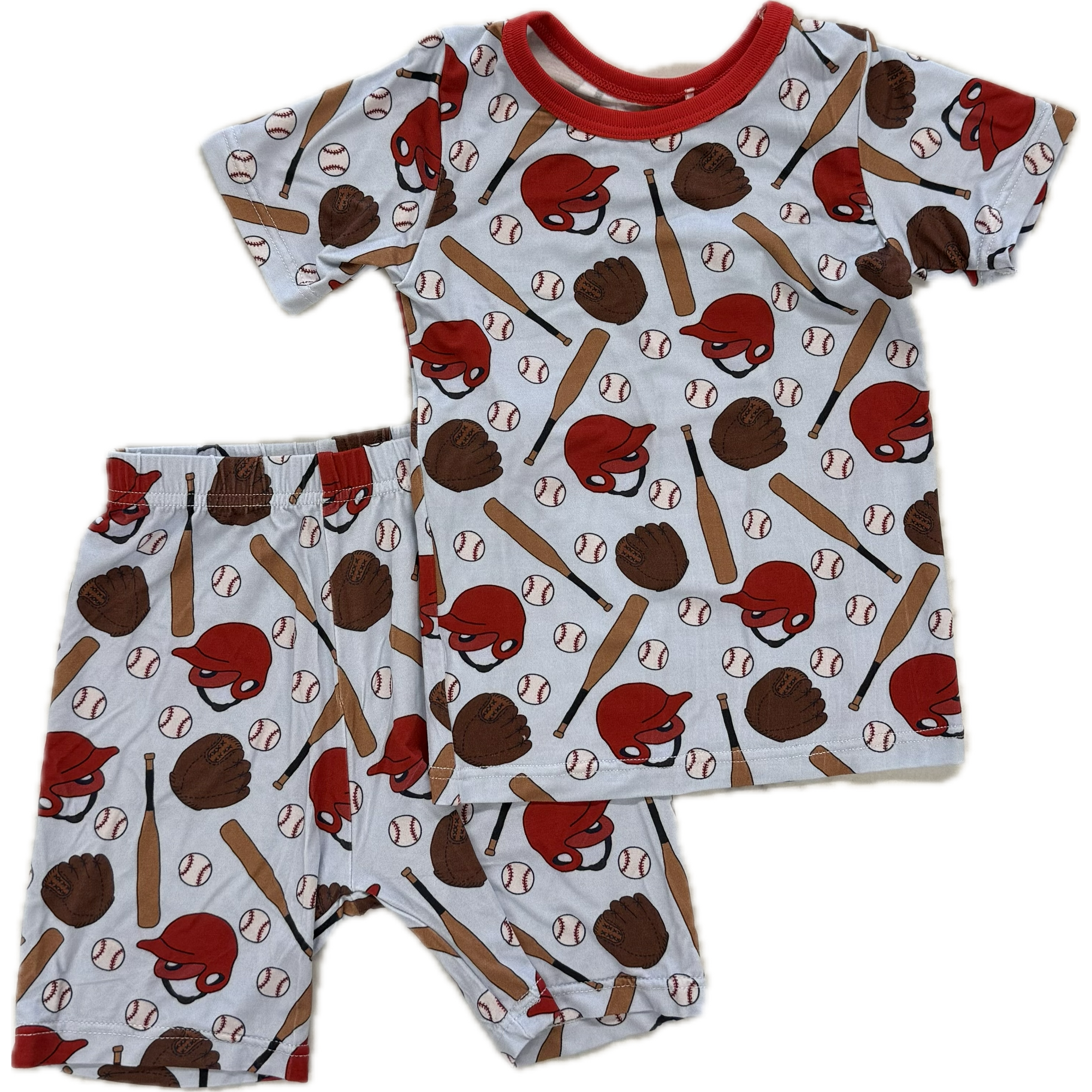 baseball short sleeve pj set
