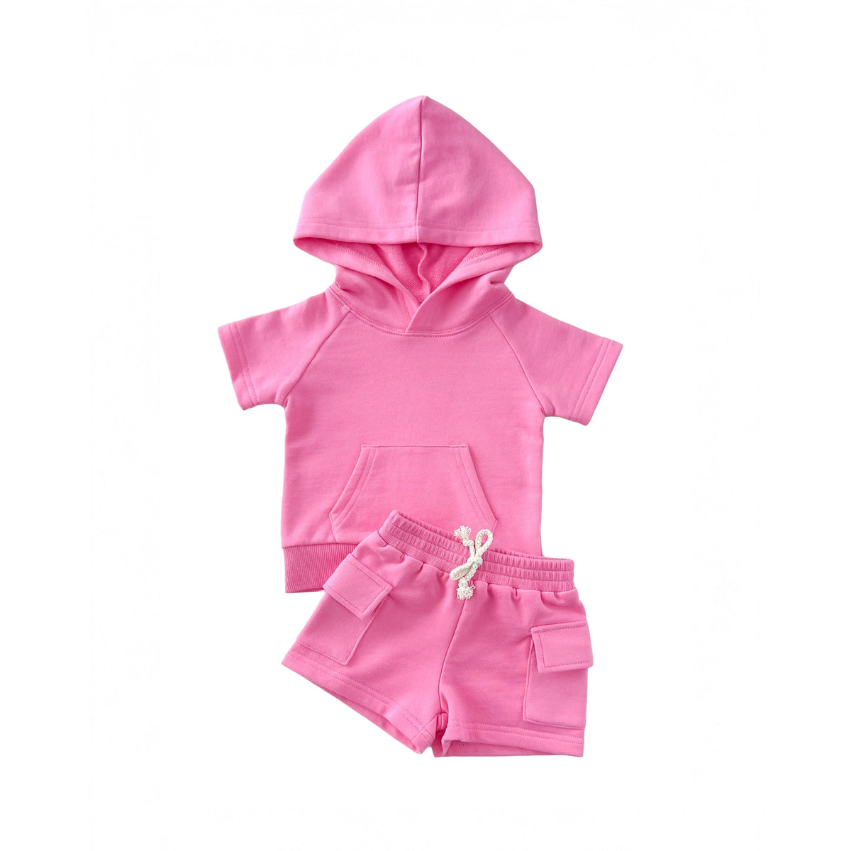 Terry Cargo Shorts Set | Pink