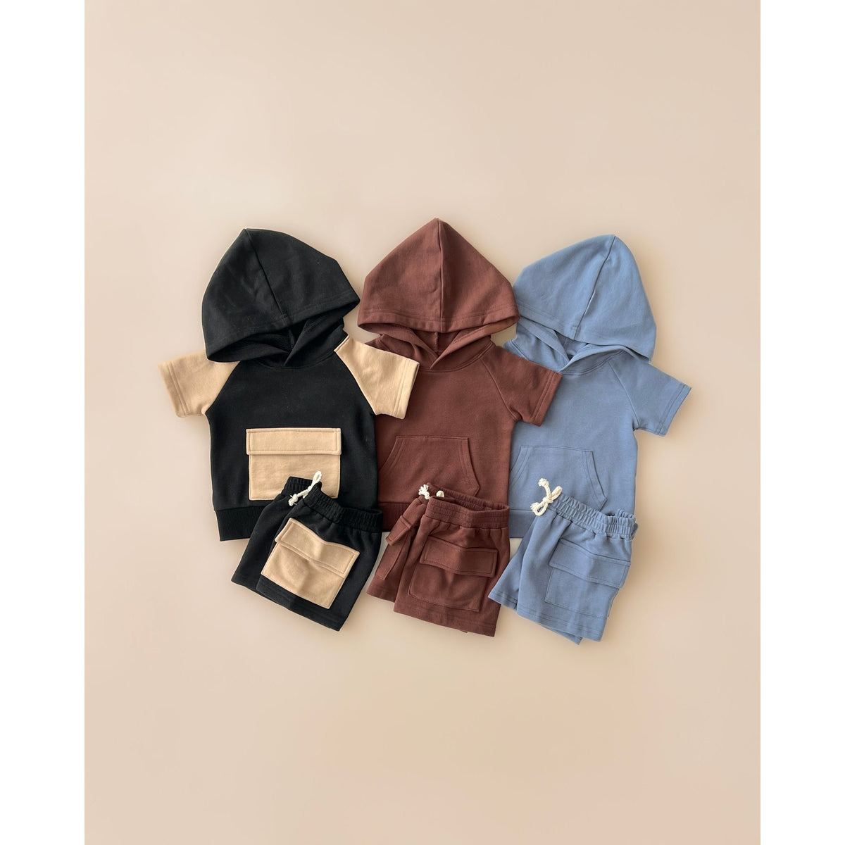 Terry Cargo Shorts Set | Chocolate