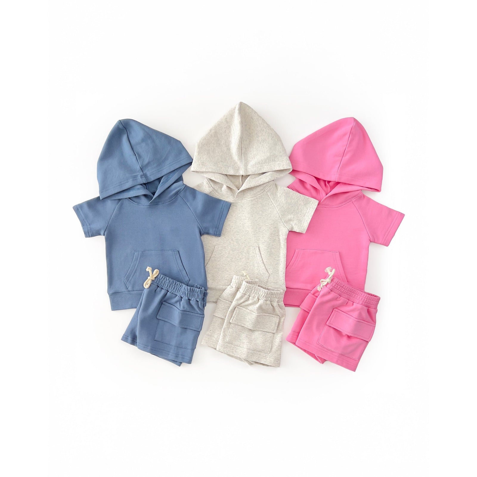 Terry Cargo Shorts Set | Pink
