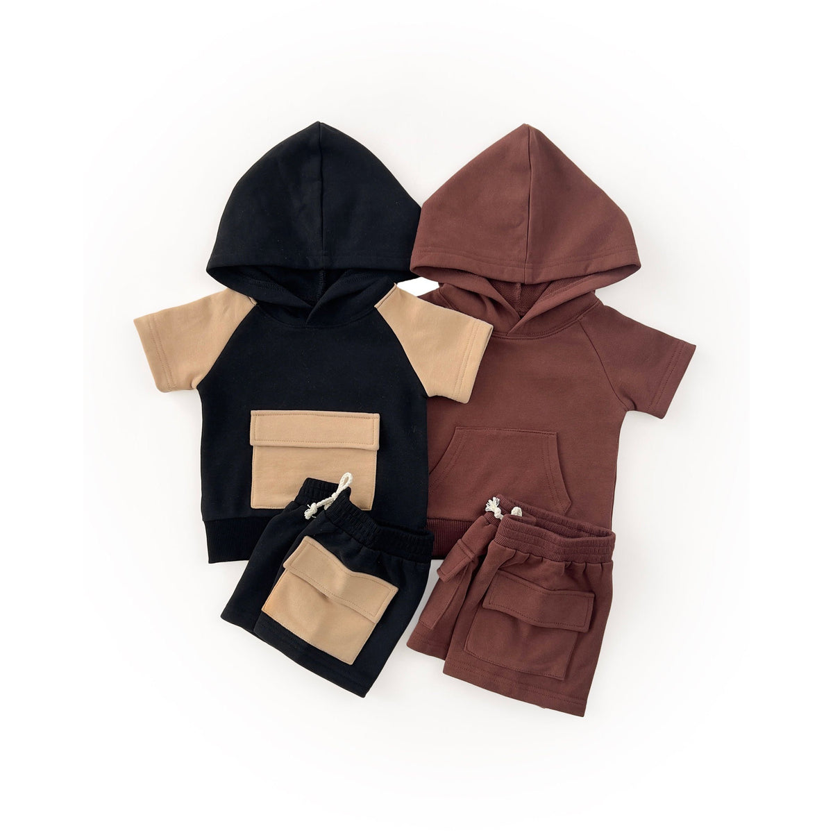 Terry Cargo Shorts Set | Chocolate