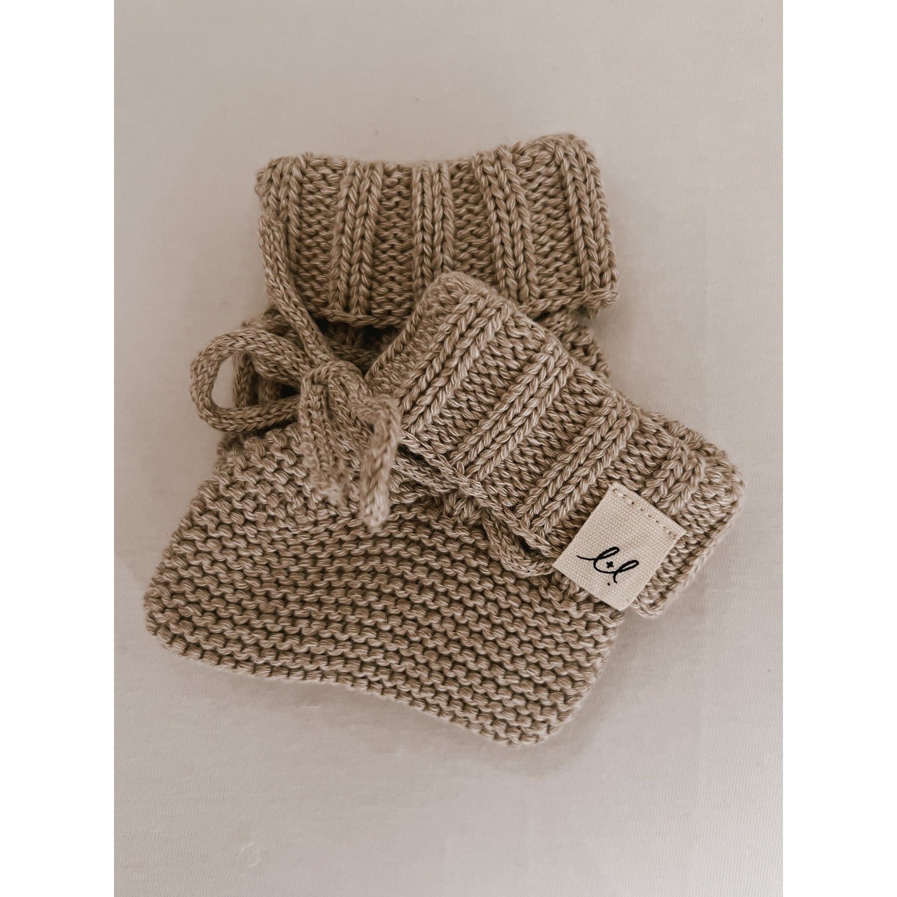 Luna + Luca Organic Booties - Heather Beige