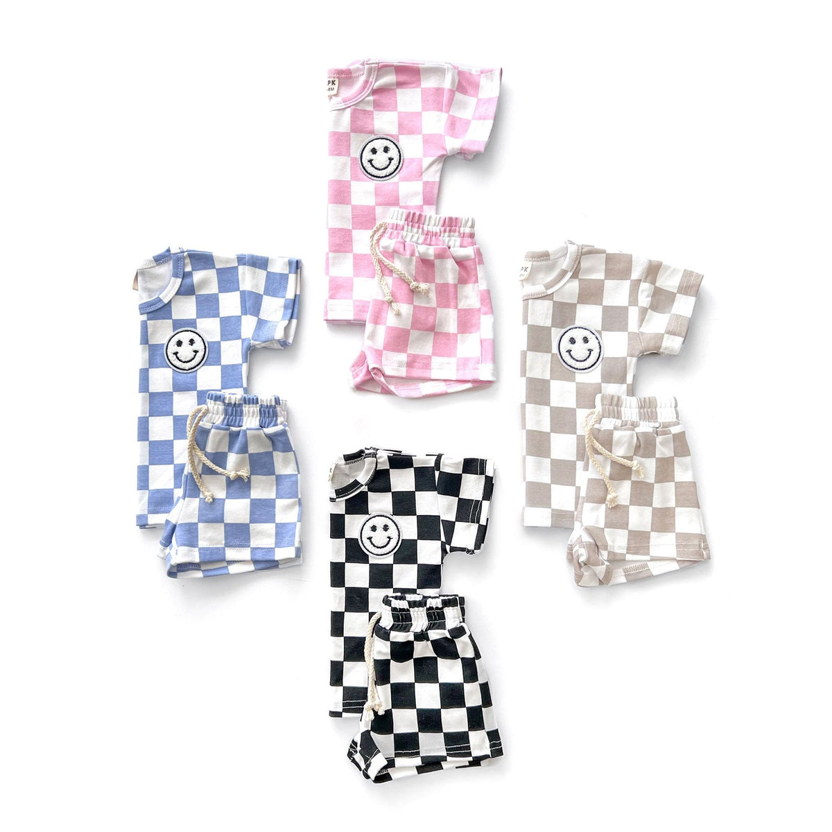 Checkered Shorts Set | Latte