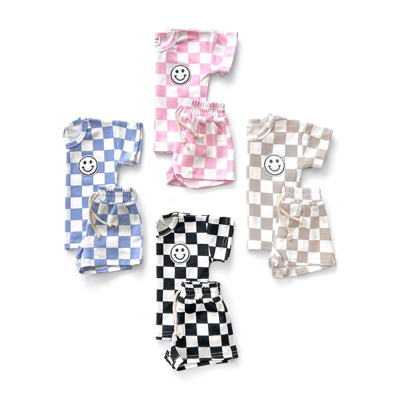 Checkered Shorts Set | Latte