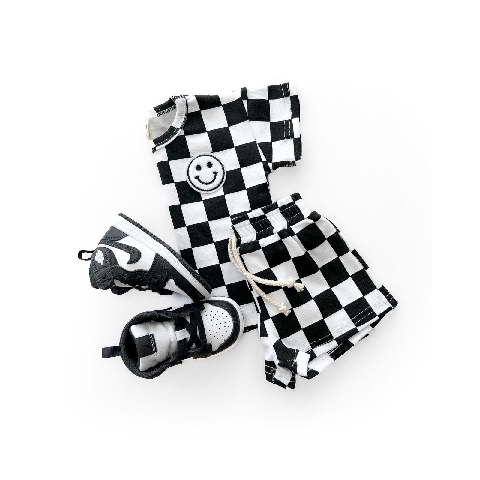 Checkered Shorts Set | Black