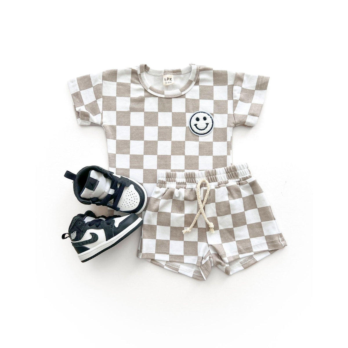Checkered Shorts Set | Latte