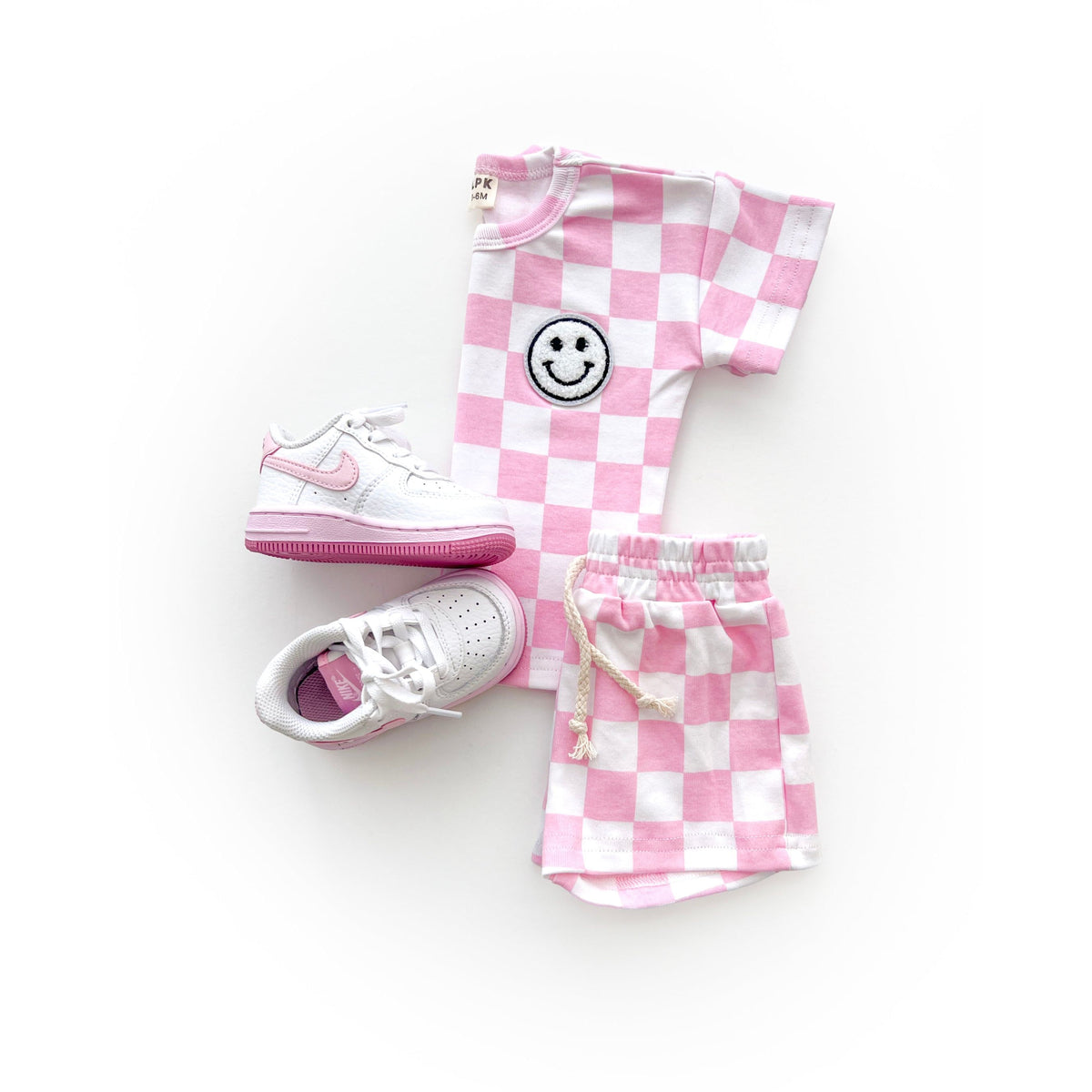 Checkered Shorts Set | Pink