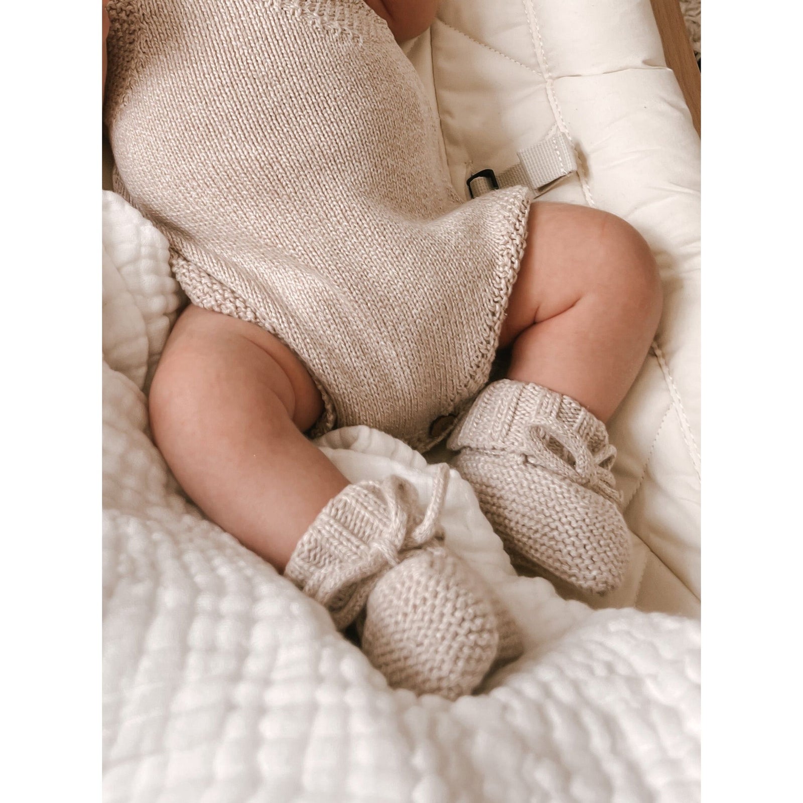 Luna + Luca Organic Booties - Heather Beige